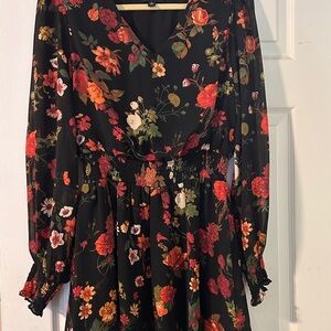 Women’s Black Floral Long Sleeve Dress